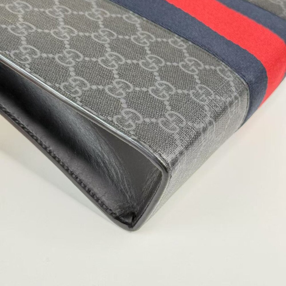 Gucci Navy Blue Zip Pouch GG Coated Canvas - Picture 5 of 8